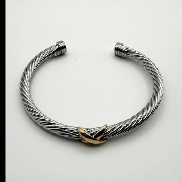 David Yurman X CLASSIC CABLE STATION BRACELET - 925 Silver with 14K Gold, 5mm - Picture 1 of 6